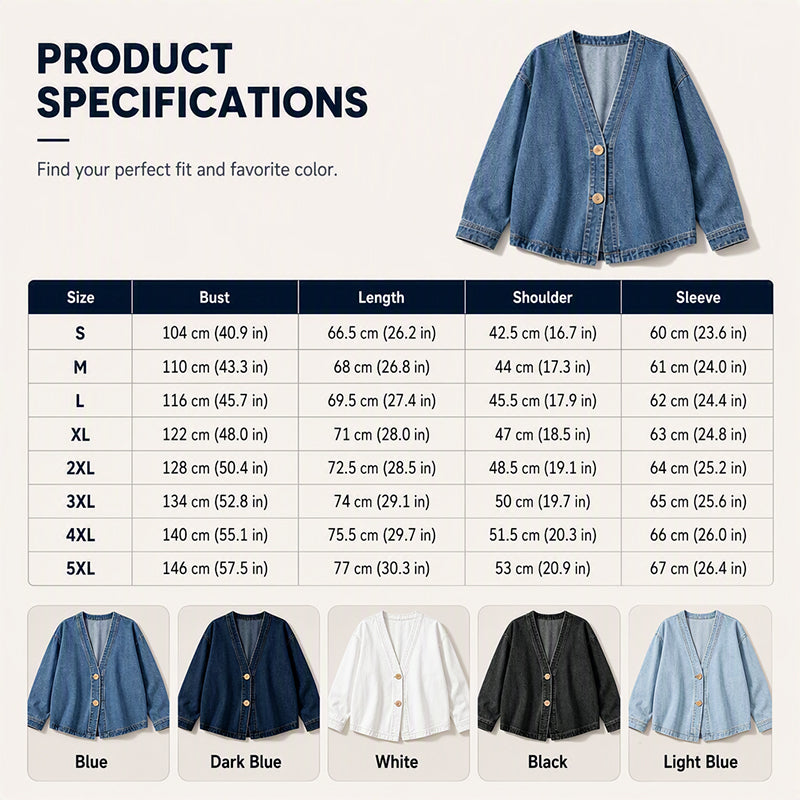 Women's Casual Collarless Button Cardigan Jacket mysite