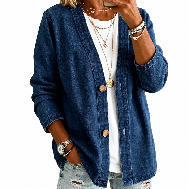 Women's Casual Collarless Button Cardigan Jacket mysite