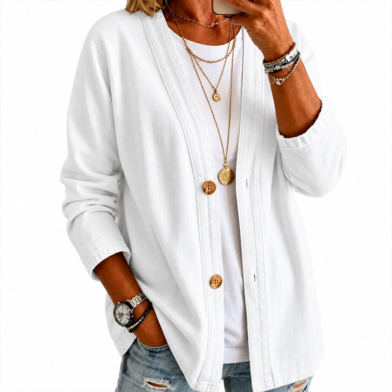 Women's Casual Collarless Button Cardigan Jacket mysite