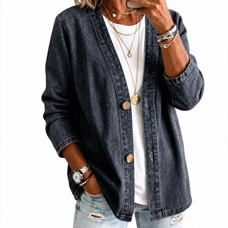 Women's Casual Collarless Button Cardigan Jacket mysite
