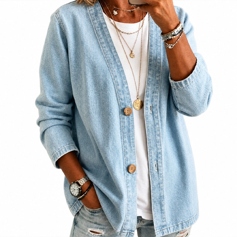 Women's Casual Collarless Button Cardigan Jacket mysite