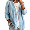 Women's Casual Collarless Button Cardigan Jacket mysite