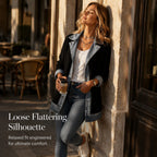 Women’s Elegant Denim Spliced Ribbed Knit Coat mysite
