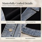 Women’s Elegant Denim Spliced Ribbed Knit Coat mysite