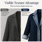 Women’s Elegant Denim Spliced Ribbed Knit Coat mysite