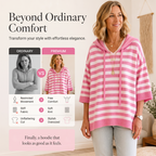 Women's Casual Striped Hooded Pullover Top mysite