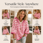 Women's Casual Striped Hooded Pullover Top mysite