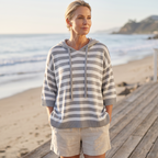 Women's Casual Striped Hooded Pullover Top mysite