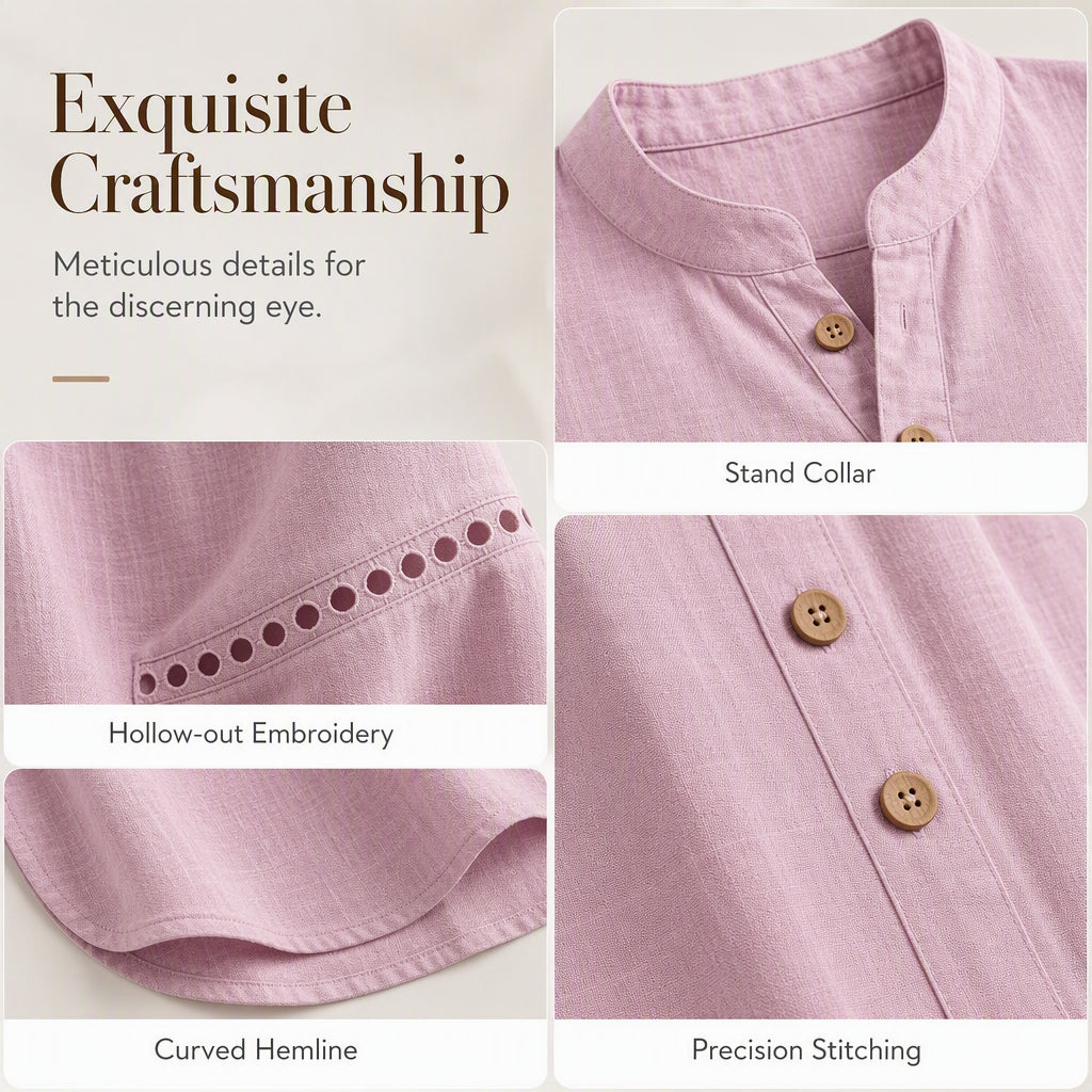 Women's Effortless Stand Collar Half-Button Top mysite