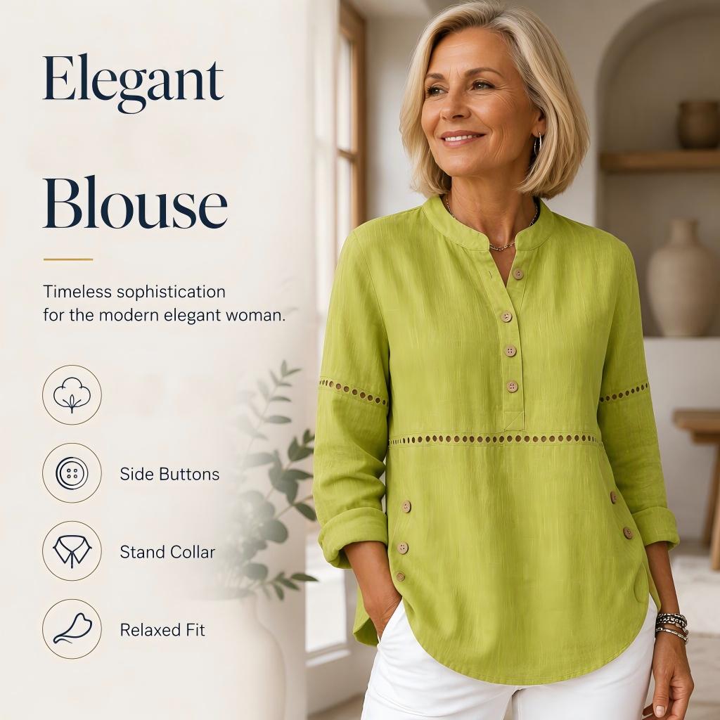 Women's Effortless Stand Collar Half-Button Top mysite