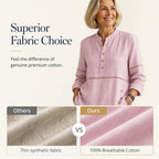 Women's Effortless Stand Collar Half-Button Top mysite