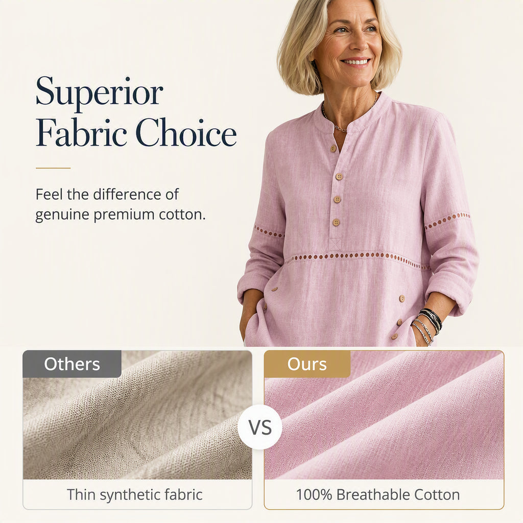 Women's Effortless Stand Collar Half-Button Top mysite