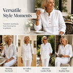Women's Effortless Stand Collar Half-Button Top mysite