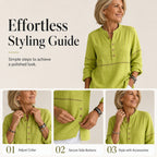 Women's Effortless Stand Collar Half-Button Top mysite