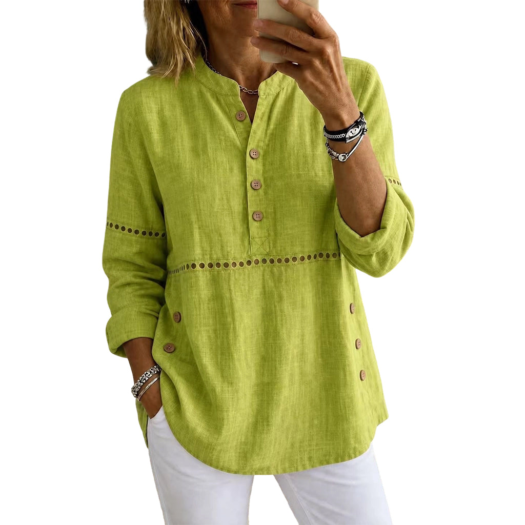 Women's Effortless Stand Collar Half-Button Top mysite