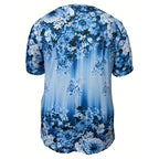 Women's Elegant Floral Printed Short Sleeve Top mysite