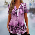 Women's Elegant Floral Printed Short Sleeve Top mysite