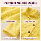 Women's Hollow Out Eyelet Lace Burnout Short-Sleeve Shirt mysite