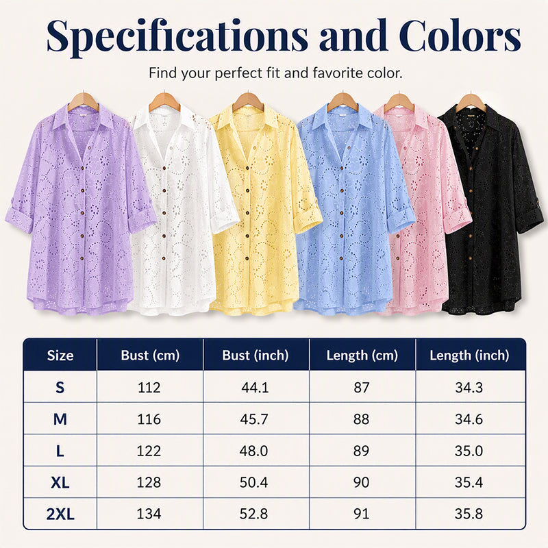Women's Hollow Out Eyelet Lace Burnout Short-Sleeve Shirt mysite