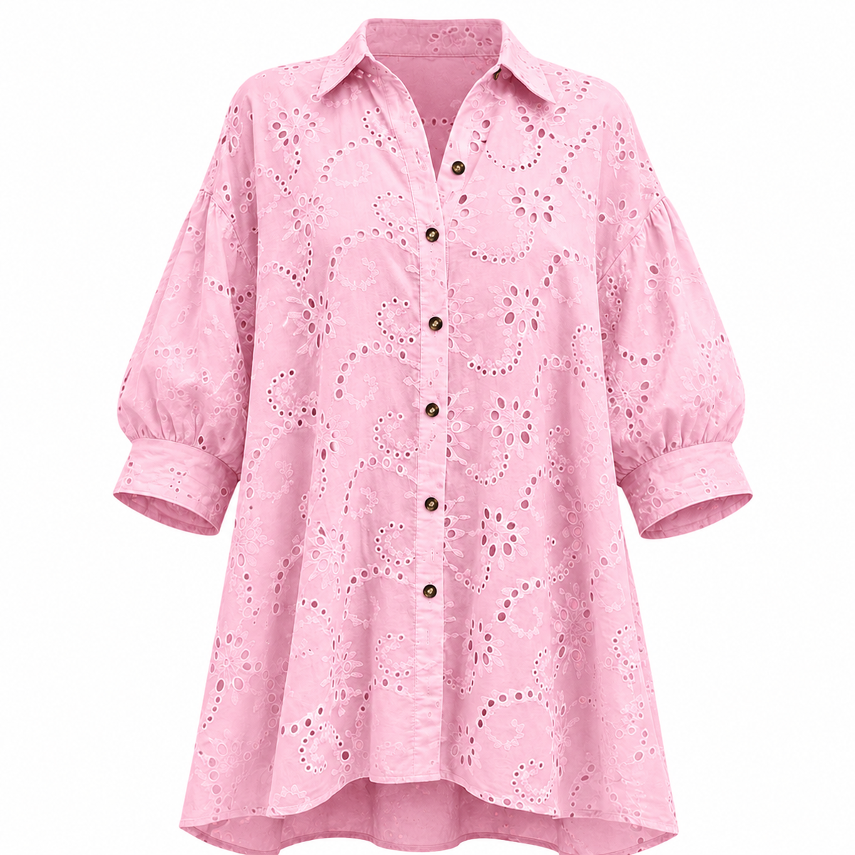 Women's Hollow Out Eyelet Lace Burnout Short-Sleeve Shirt mysite