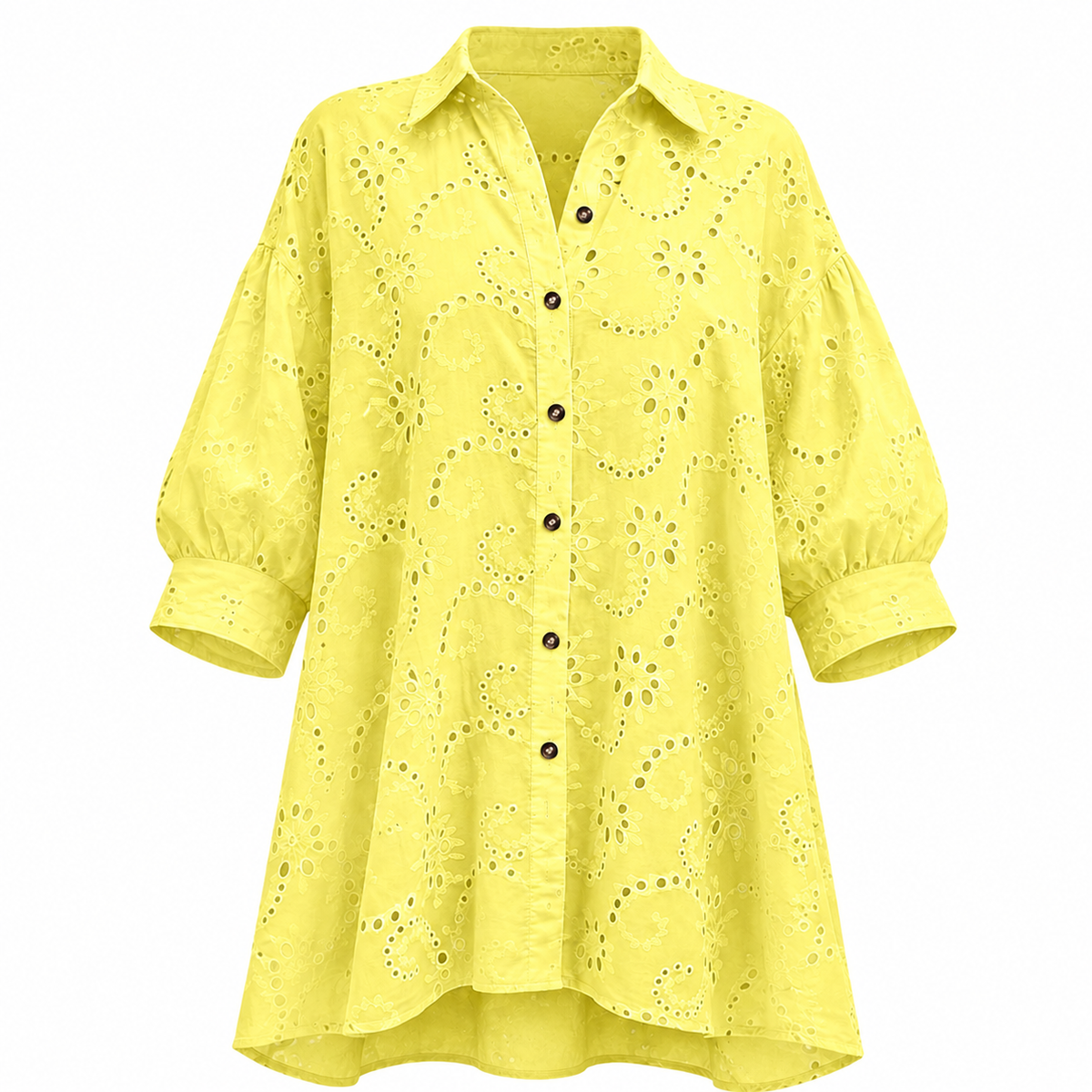 Women's Hollow Out Eyelet Lace Burnout Short-Sleeve Shirt mysite