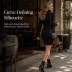Women's Ribbed Turtleneck Long Sleeve Sweater Dress mysite