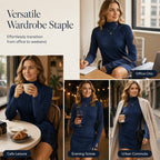 Women's Ribbed Turtleneck Long Sleeve Sweater Dress mysite