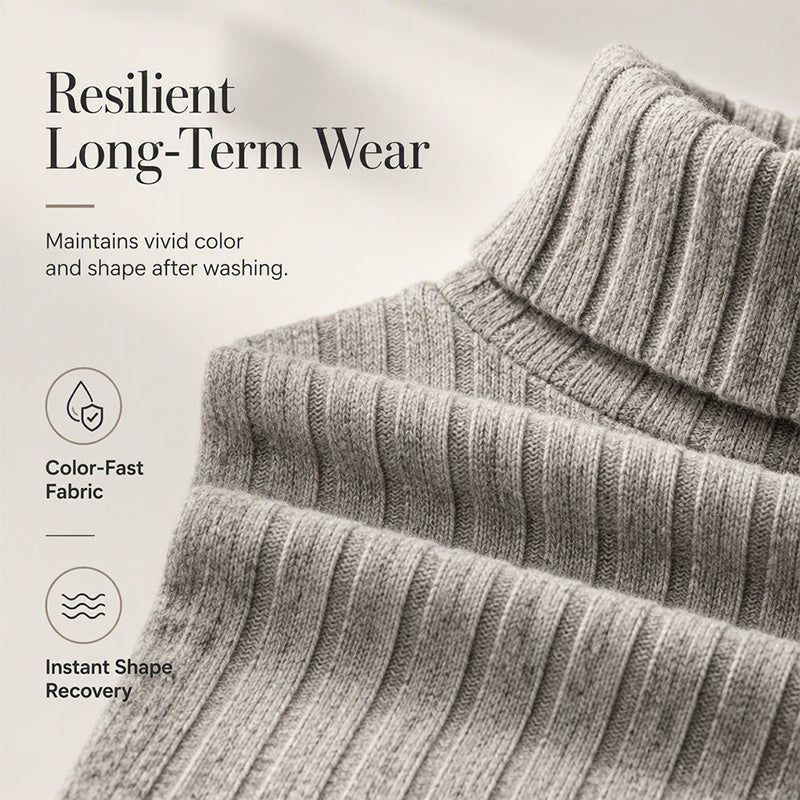 Women's Ribbed Turtleneck Long Sleeve Sweater Dress mysite