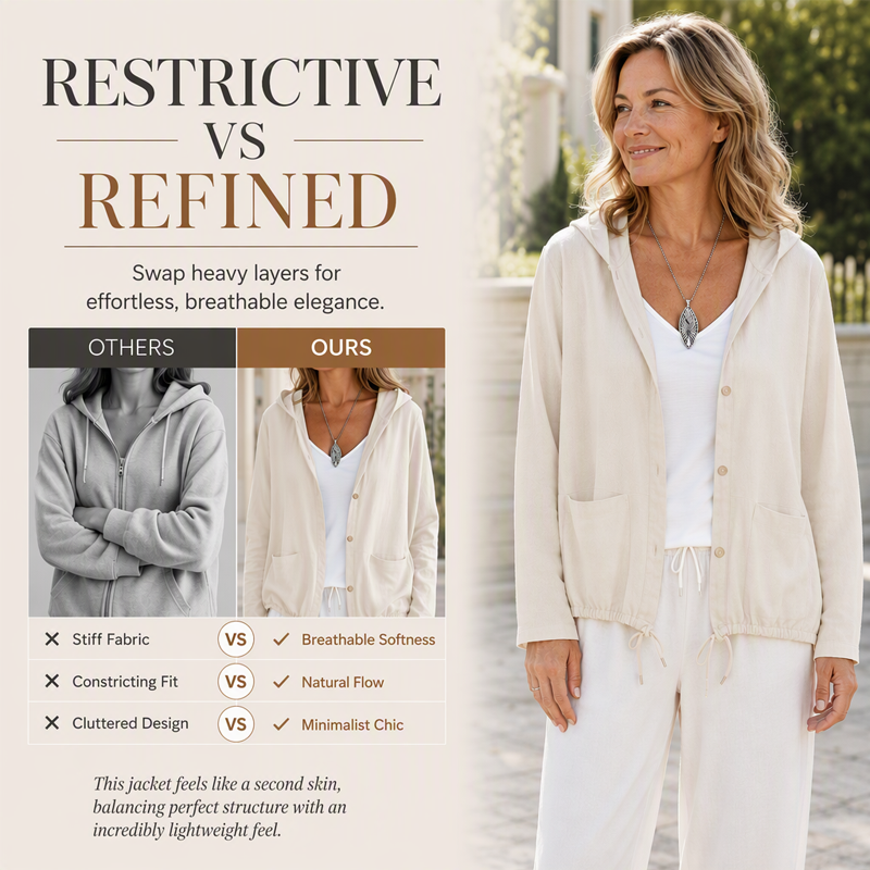 Women's Casual Hooded Jacket with Drawstring Hem mysite