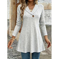 Women's V Neck Ribbed Knit Casual Top mysite