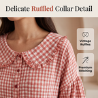 Women's Casual Gingham Print Top mysite