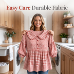 Women's Casual Gingham Print Top mysite