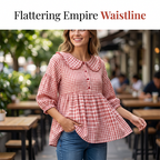 Women's Casual Gingham Print Top mysite