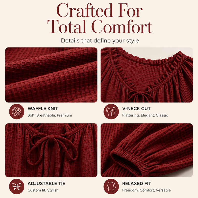 Women's Loose Ruffled Tie Neck Blouse mysite