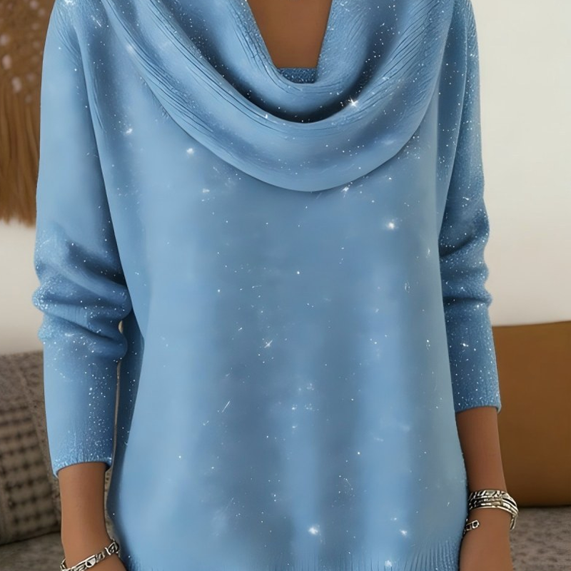 Sparkle Cowl Neck Long Sleeve Top mysite