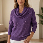 Sparkle Cowl Neck Long Sleeve Top mysite