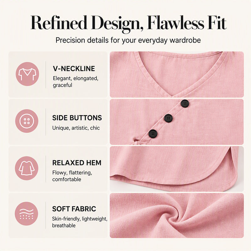 Women's V-Neck Top with Side Tie mysite