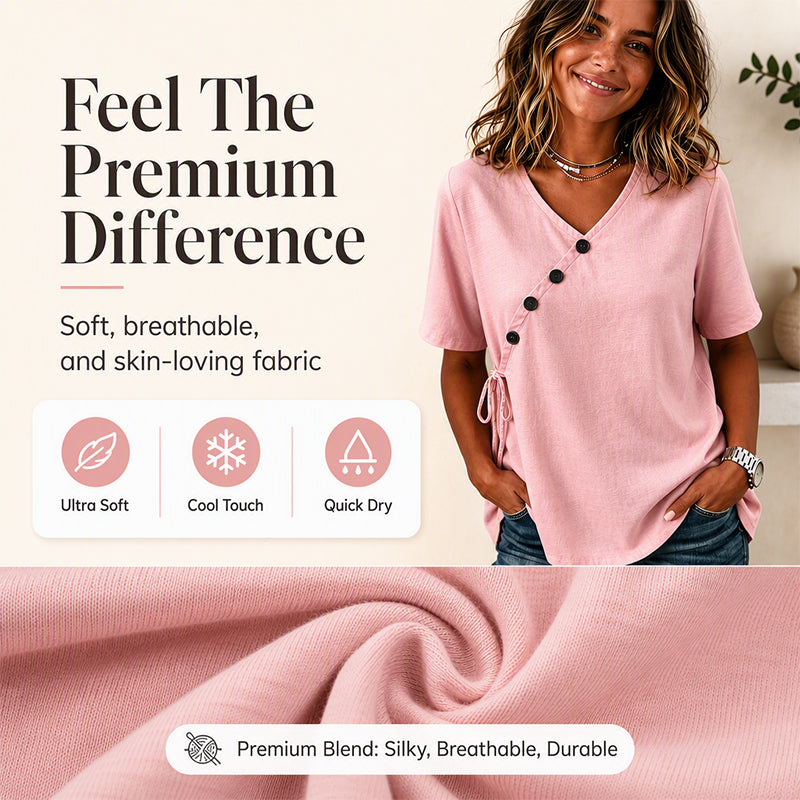 Women's V-Neck Top with Side Tie mysite