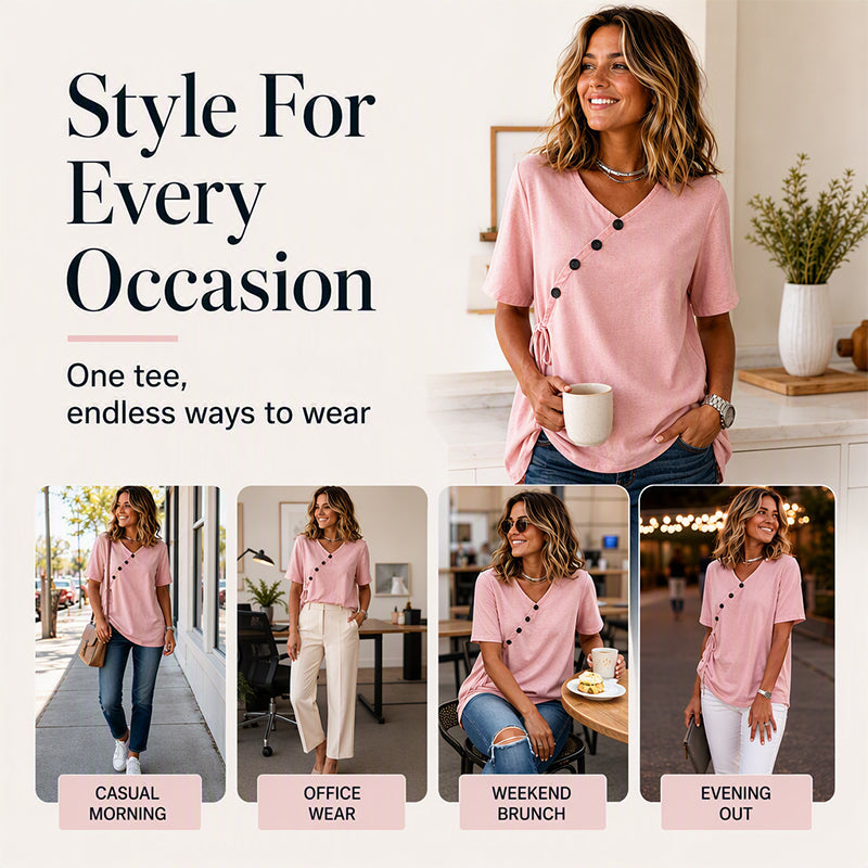 Women's V-Neck Top with Side Tie mysite