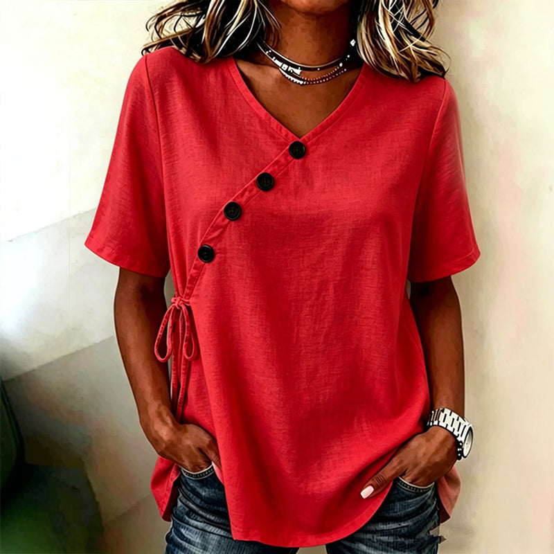 Women's V-Neck Top with Side Tie mysite