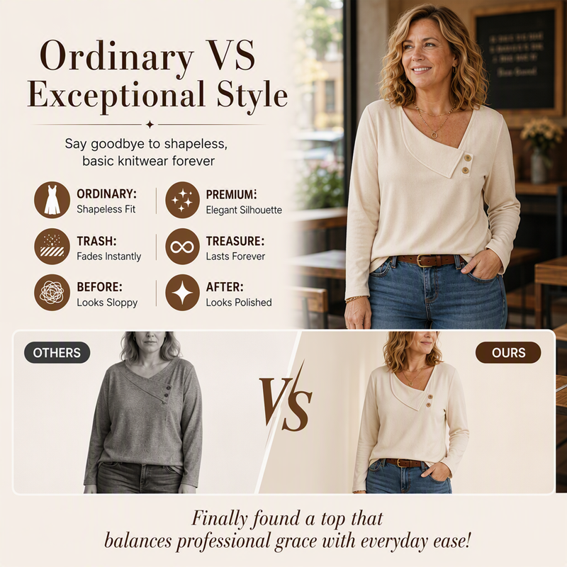 Women's Chic Asymmetrical V-Neck Top mysite