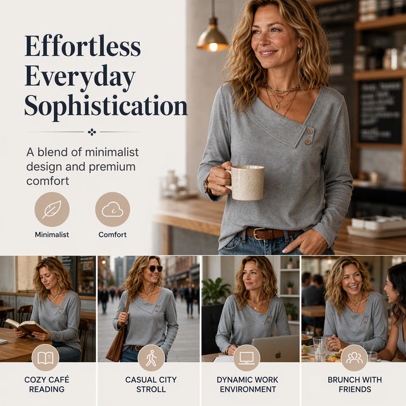 Women's Chic Asymmetrical V-Neck Top mysite