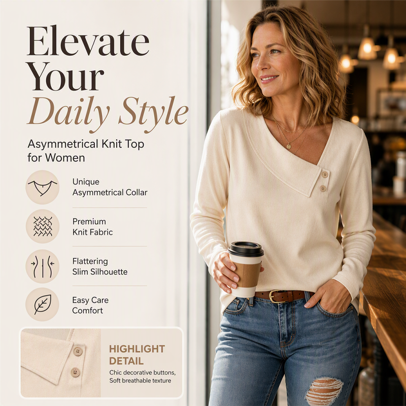 Women's Chic Asymmetrical V-Neck Top mysite