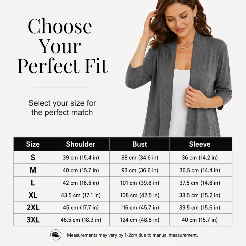 Women's 3/4 Sleeve Open Front Cardigan mysite