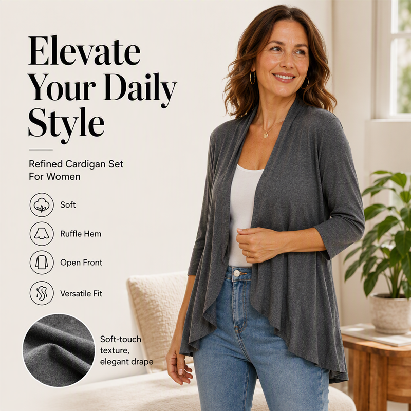 Women's 3/4 Sleeve Open Front Cardigan mysite