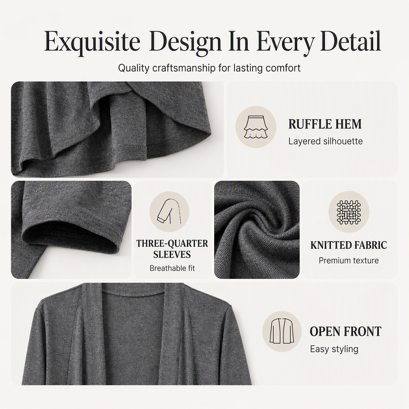 Women's 3/4 Sleeve Open Front Cardigan mysite