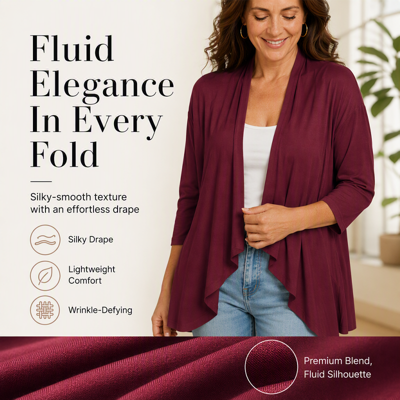 Women's 3/4 Sleeve Open Front Cardigan mysite
