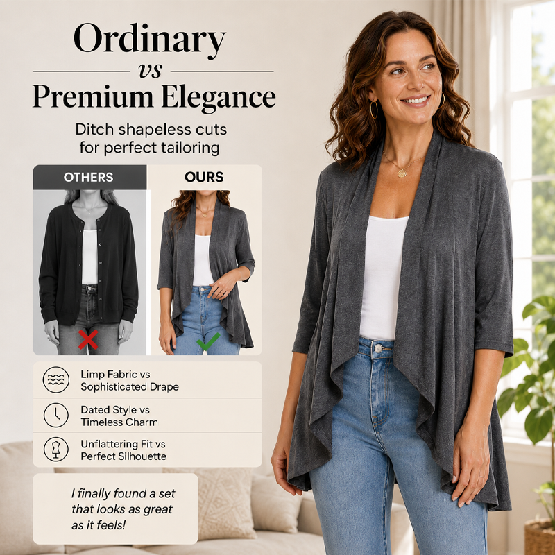 Women's 3/4 Sleeve Open Front Cardigan mysite