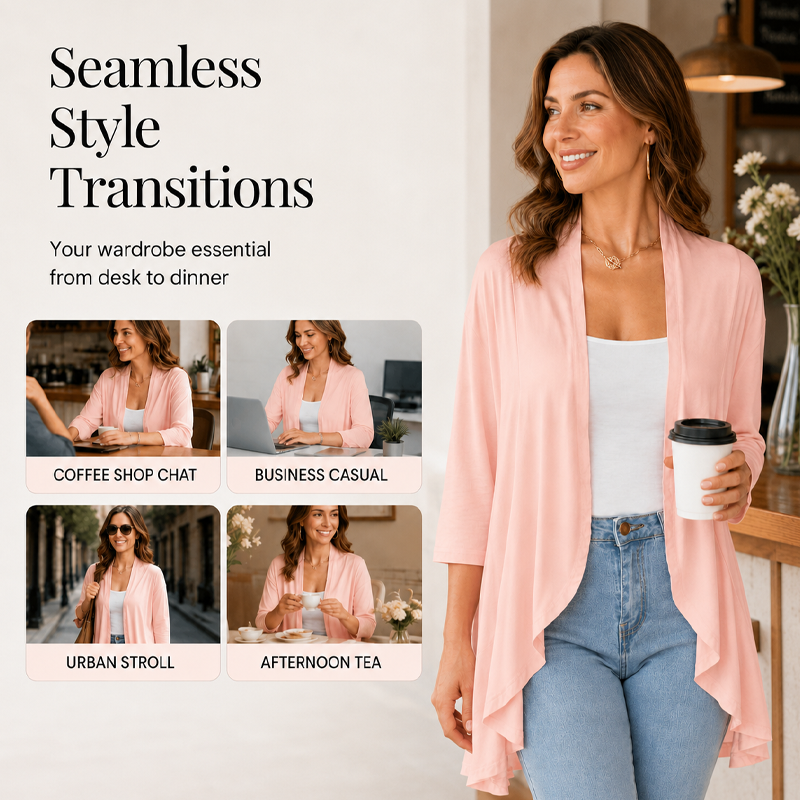 Women's 3/4 Sleeve Open Front Cardigan mysite