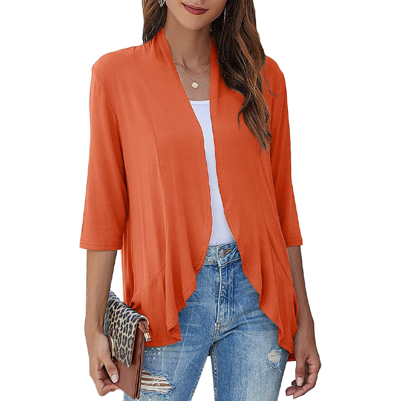 Women's 3/4 Sleeve Open Front Cardigan mysite